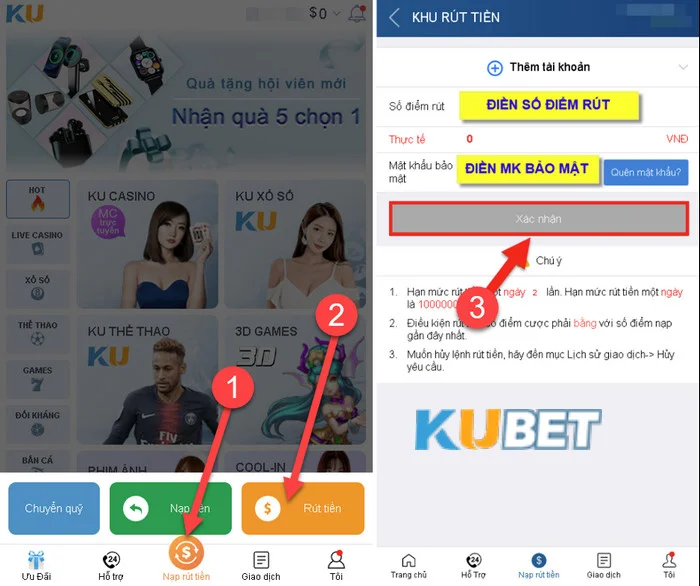 Rút Tiền Kubet Chỉ dẫn rút tiền Kubet trên điện thoại